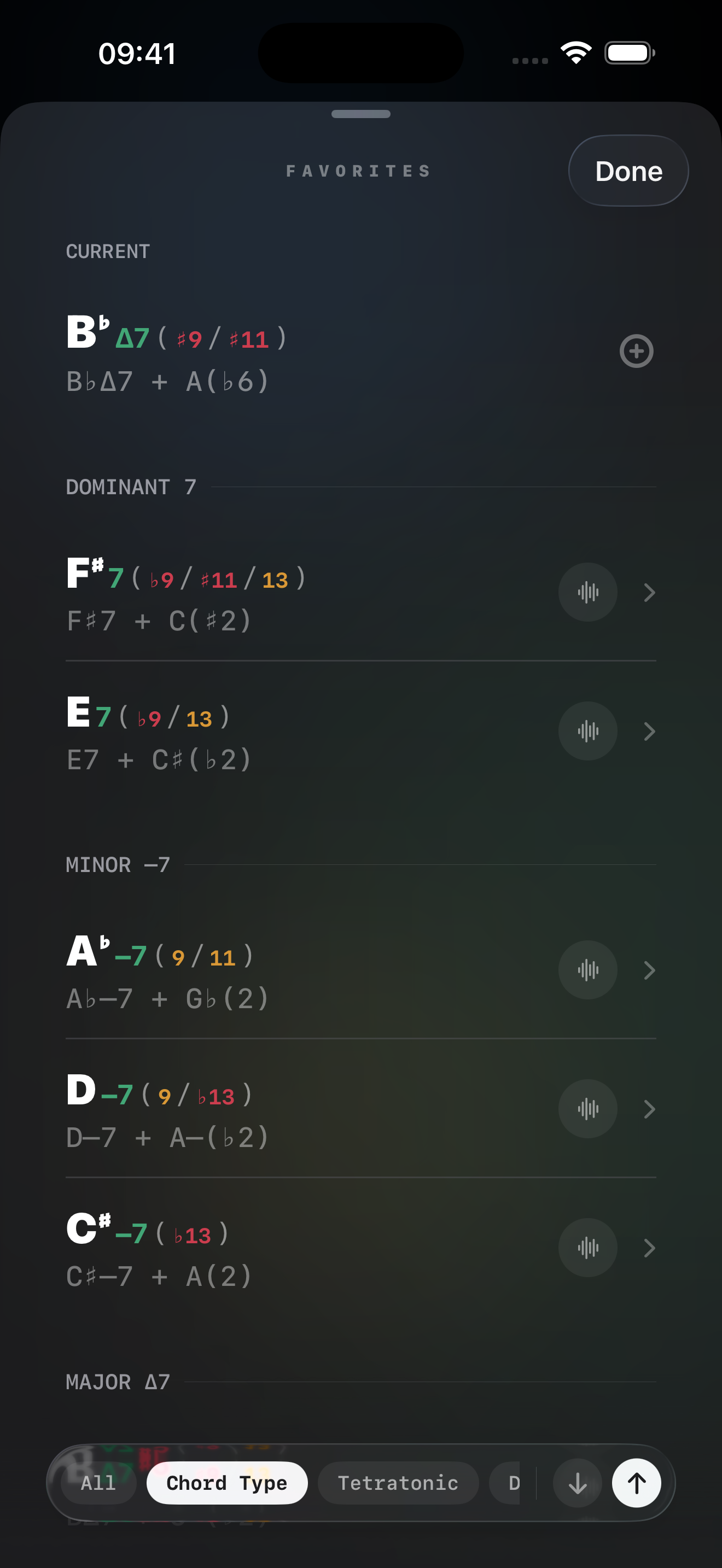Tetratonics Favorites Library — save and instantly audition killer voicings